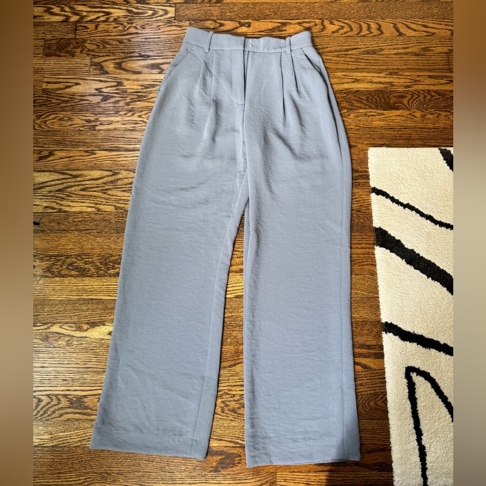Abercrombie & Fitch Blue Curve Love Harper Premium Crepe Wide Leg Trouser Pants